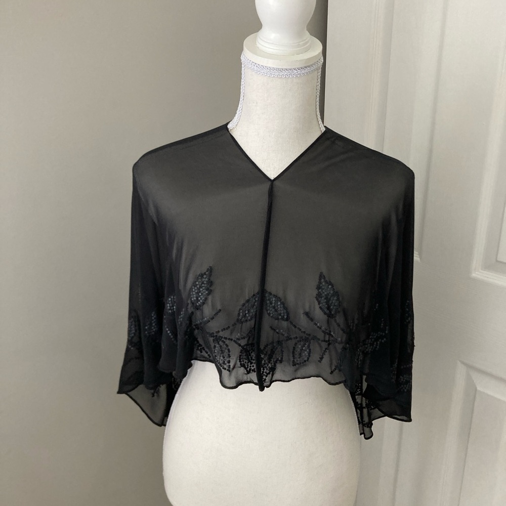 Elegant Black Sheer Capelet